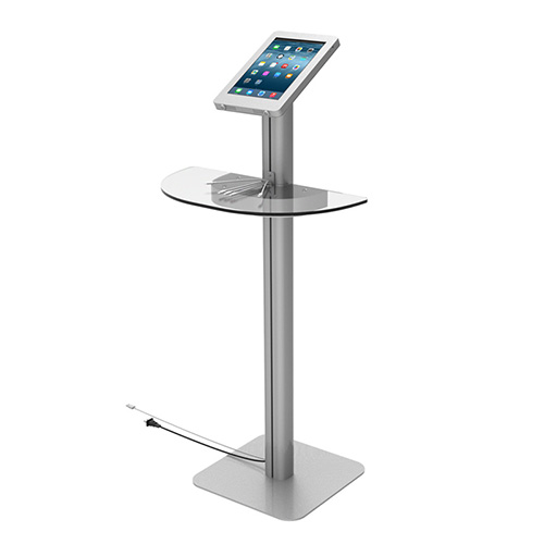 Potable iPad Floor Stand with Phone Charging Side Table